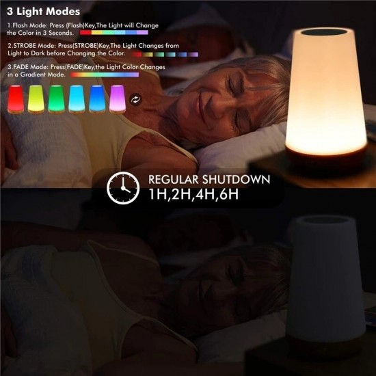 453itafellamp bedlampje voor slaapkamer 13 kleur veranderende touch nachtlampje rgb afstandsbediening dimbaar usb oplaadbare draagbare kamer