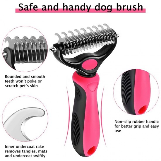 Abv3hond deshedding borstel professionele huisdier shedding borstel voor honden katten bontknoop snijder dubbelzijdige pet grooming schone