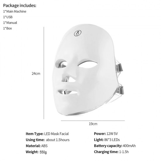 Boeste 7 in 1 led gezichtsmasker met maatvoering