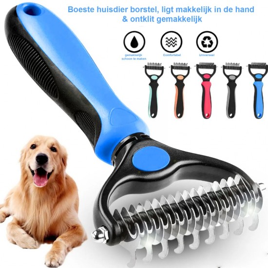 Boeste huisdier verzorgingsborstel  ontklikt met teksten en icoontjes