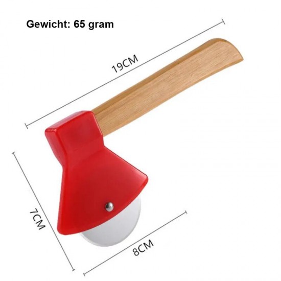 Boeste pizzasnijder bijl met houten handvat met maatvoering