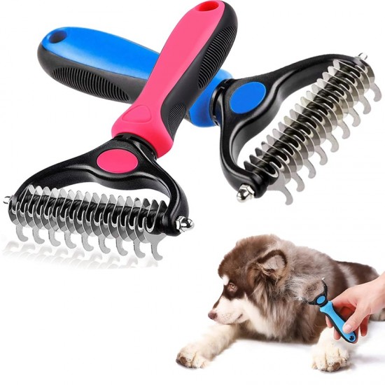 Bxothond deshedding borstel professionele huisdier shedding borstel voor honden katten bontknoop snijder dubbelzijdige pet grooming schone