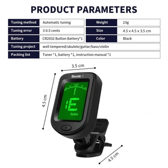 Gitaar tuner voor alle instrumenten clip op elektronische tuner voor gitaar bass ukelele viool mandoline banjo 1