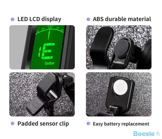 Gitaar tuner voor alle instrumenten clip op elektronische tuner voor gitaar bass ukelele viool mandoline banjo 2