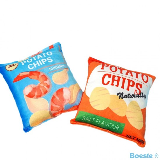 Grappig hondenspeelgoed chips pluche gevulde huisdieren piepend kauwspeelgoed bijtbestendig klinkend papier speelgoed voor kleine middelgrote huisdieren 1