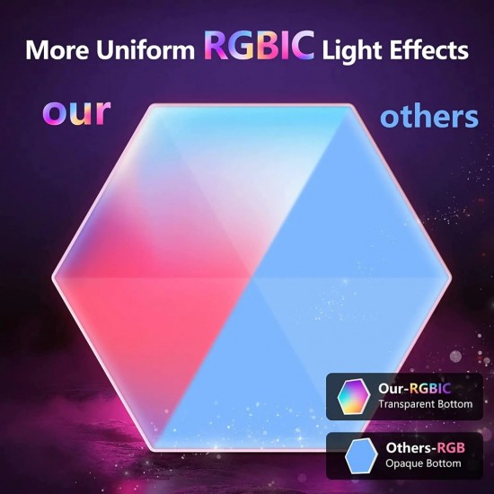 Led zeshoekige quantum lamp smart wandpaneel licht rgbic rgb droom kleur wifi app voice control muziek 1