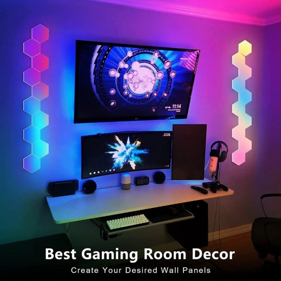 Led zeshoekige quantum lamp smart wandpaneel licht rgbic rgb droom kleur wifi app voice control muziek