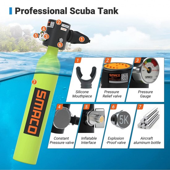 Lvbmsmaco draagbare duiktank zuurstofcilinder scuba dive snorkel mini onderwater cilinder duikuitrusting professionele luchttank