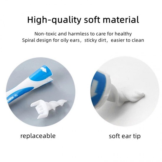 Oor cleaner met zachte siliconen ear wax remover tool 16 vervanging tips spiraal oorsmeer cleaner gezondheid 3