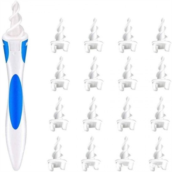R3d9oor cleaner met zachte siliconen ear wax remover tool 16 vervanging tips spiraal oorsmeer cleaner gezondheid
