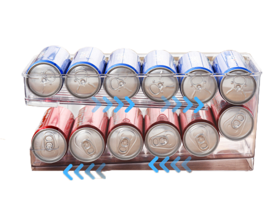 Rzqpkoelkast opslag 2 tier rolling box blikjes frisdrank drank fles houder keuken opslag self vulling blikjes