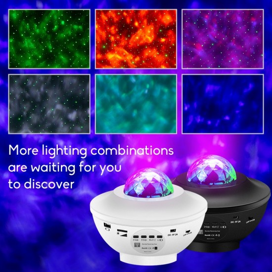 Wxzdsterrenhemel projector led star galaxy projector oceaan wave nachtlampje muziek player remote roterende sterrenhemel porjector slaapkamer