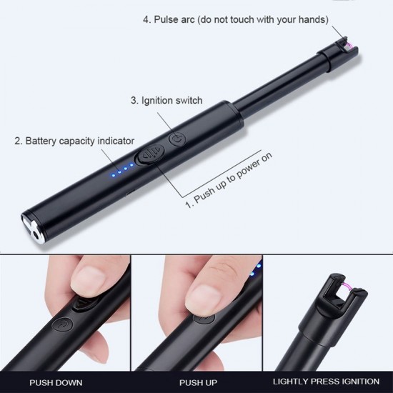 Yfznbbq kaars lichter usb elektrische oplaadbare lange keuken gasfornuis aansteker winddicht plasma arc vlamloze aanstekers outdoor
