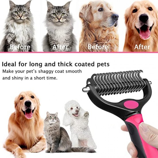 Yip6hond deshedding borstel professionele huisdier shedding borstel voor honden katten bontknoop snijder dubbelzijdige pet grooming schone