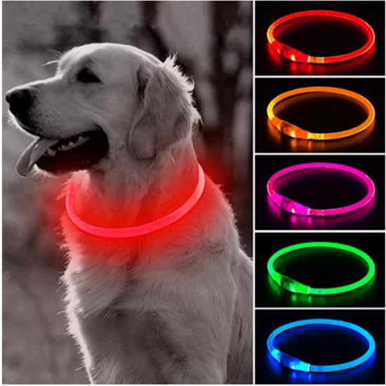 Ykvuled licht halsband afneembare gloeiende usb opladen lichtgevende leiband voor grote kat kraag kleine heldere labrador